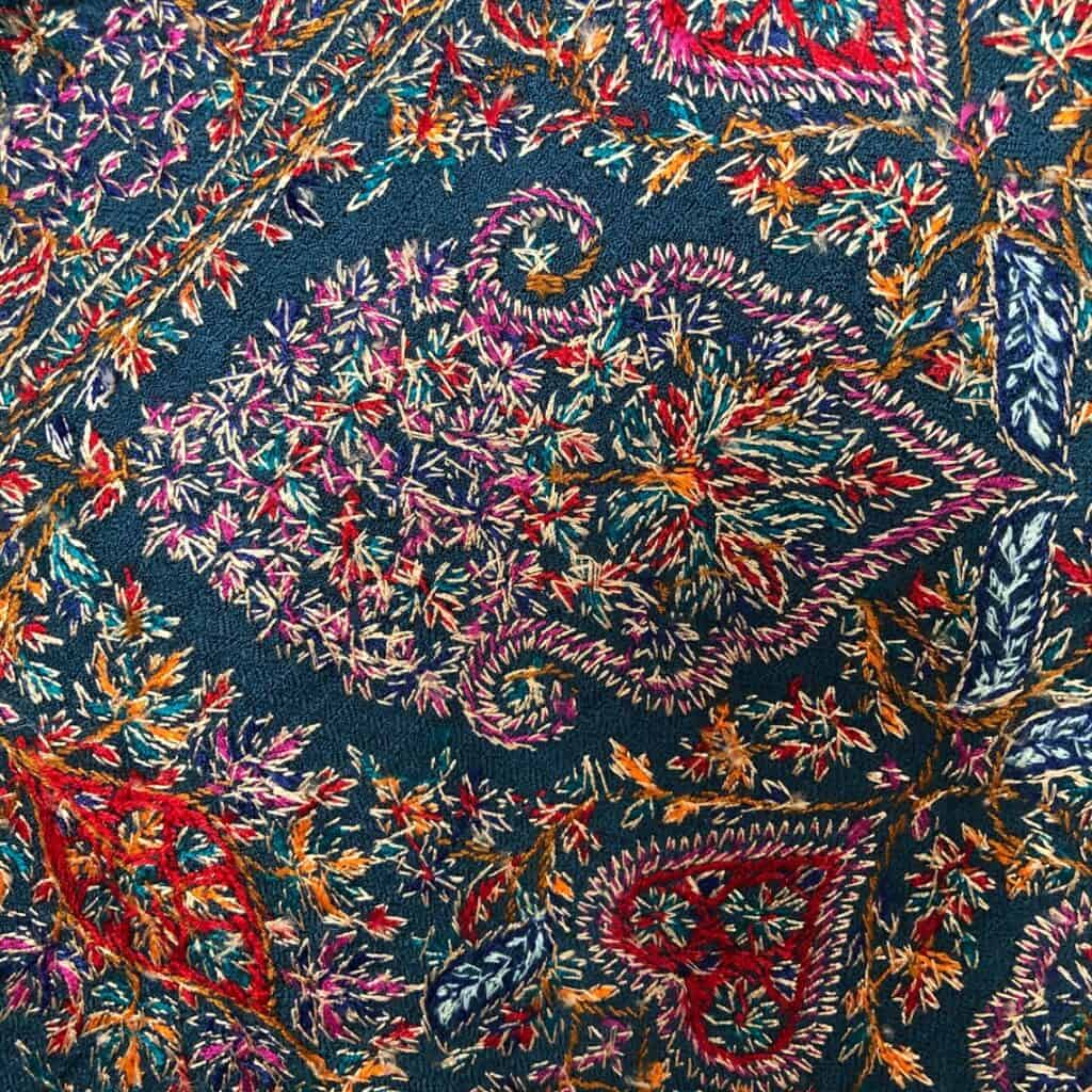 the back of a jamawar shawl