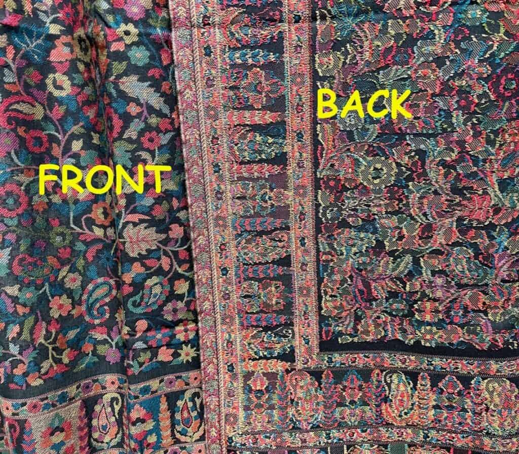 front and back embroidered jamawar shawl