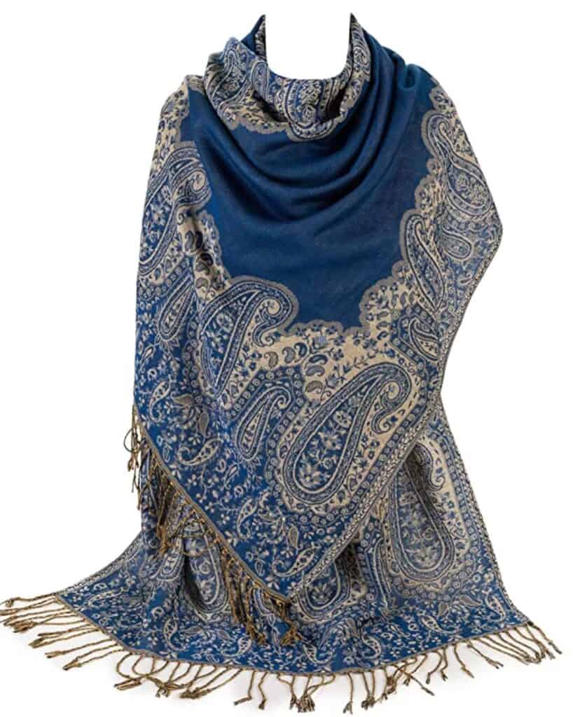blue paisley jamawar shawl