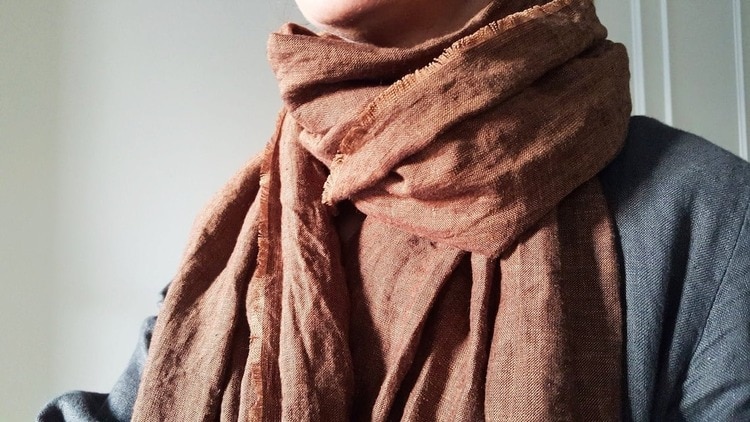 Natural Fringed Linen Oversized Scarf by RawEdgezStudio