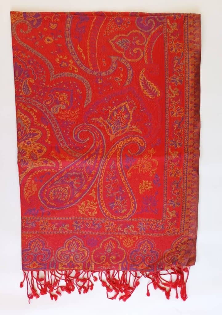 red orange jamawar shawl