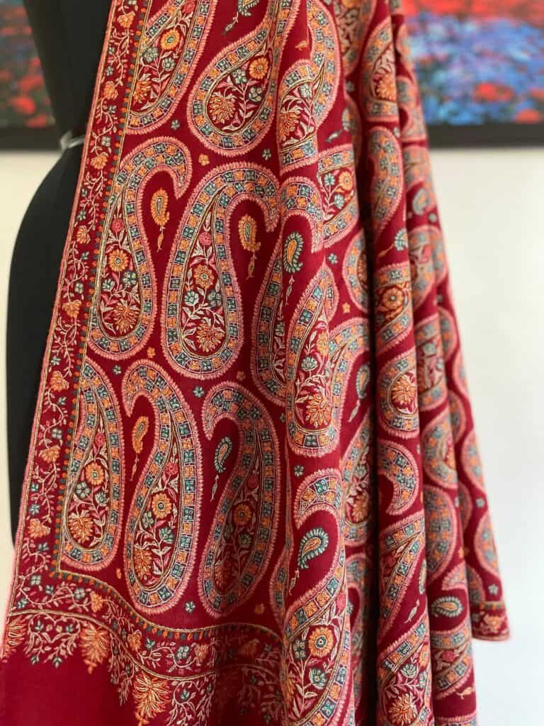 red paisley jamawar shawl