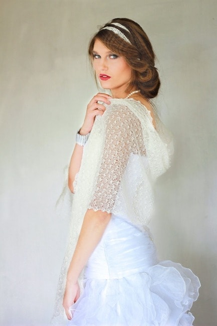 White Bridal Linen Lace Shawl by BVLifeStyle (Etsy)
