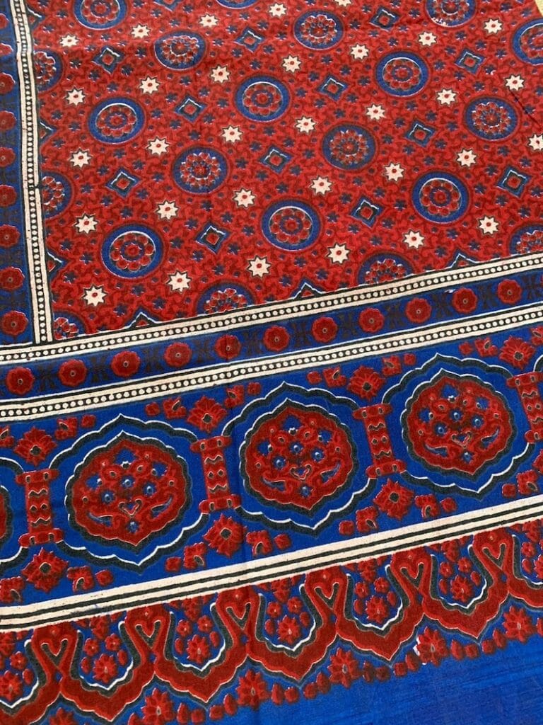 cotton block printed red ajrak shawl