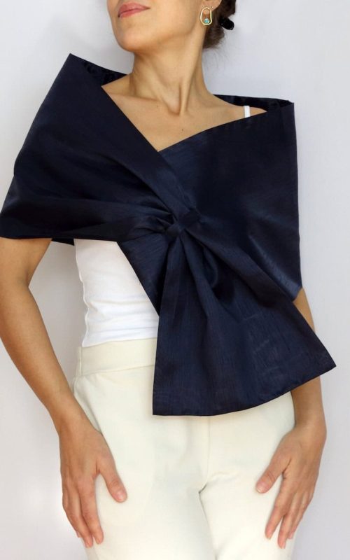 Dark-Navy-Taffeta-Formal-Shawl