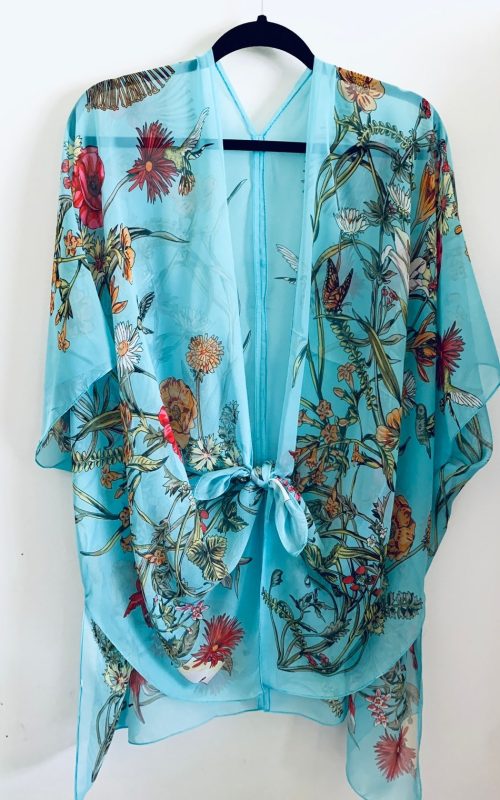 Turquoise-Blue-Floral-Kimono
