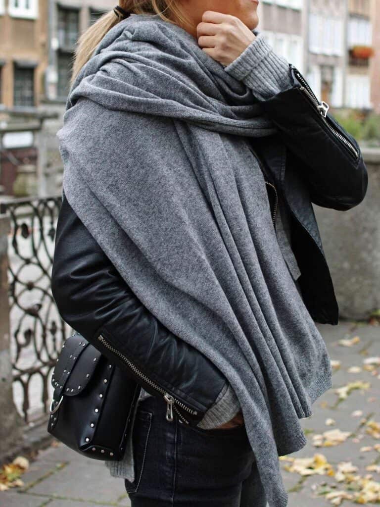 women wearing Oversized Wool Wrap Shawl by Zojanka (Etsy)