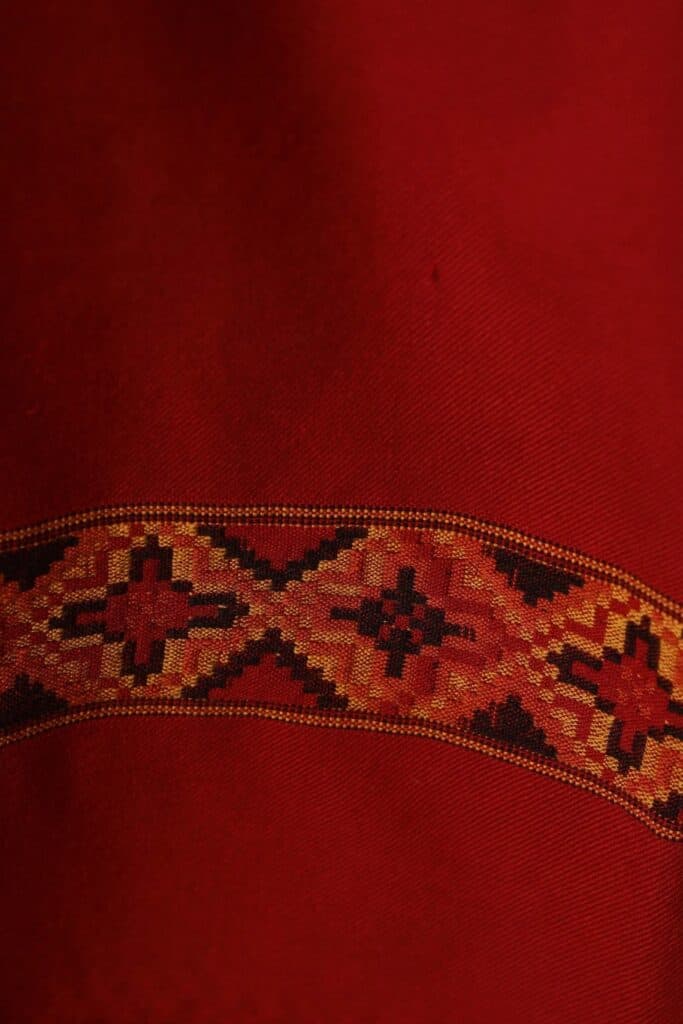 red Beautiful Embroidered Kullu Shawl by Ravaiyaa (Etsy)