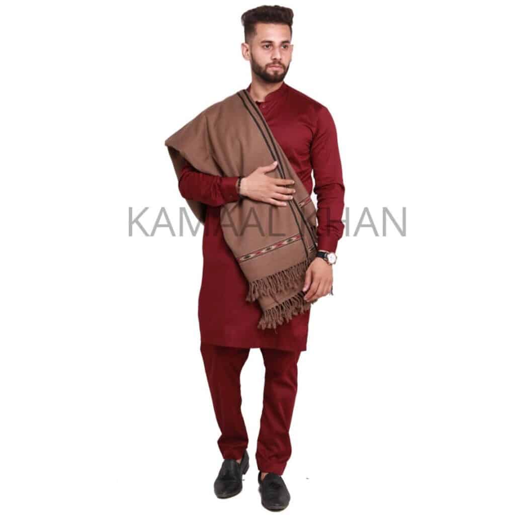 men wearing Thick Afghan Patoo Shawl by KUCHIDRESS (Etsy) 